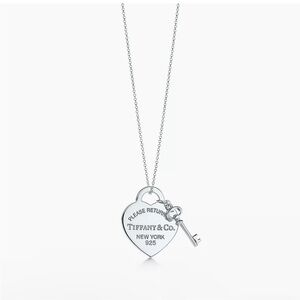 Tiffany and co silver heart and key necklace